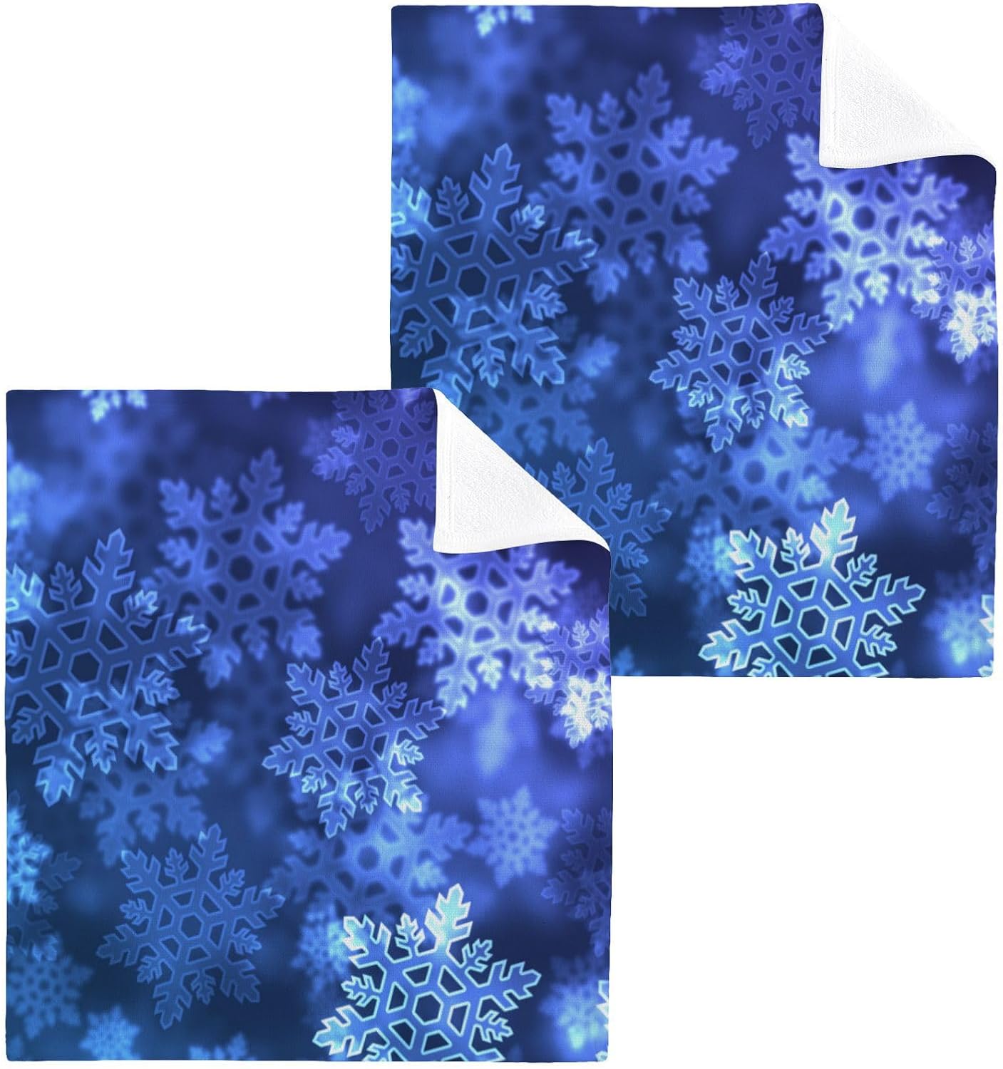 YETTASBIN Christmas Snowflake Washcloths 2 Pack