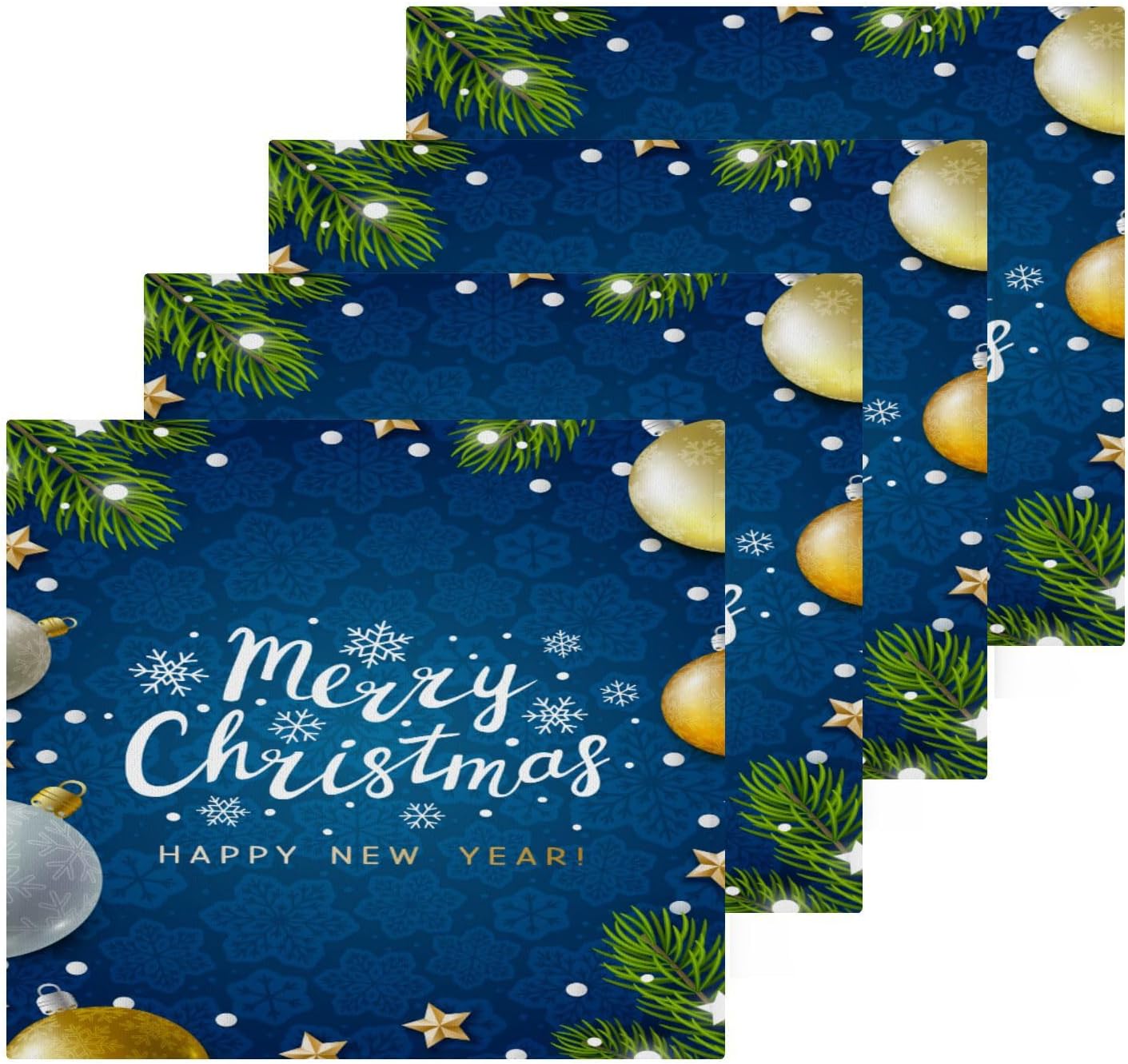 Merry Christmas Blue Yettasa Bins Soft Reusable Washcloth Set for Baby Faces