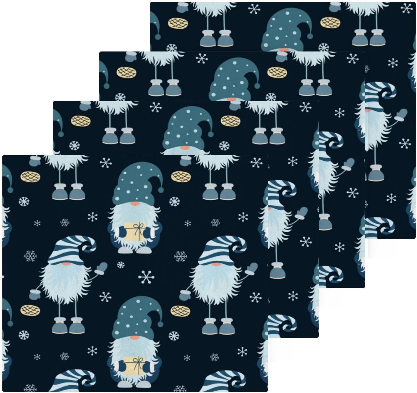 Fun Christmas Gnome Washcloths Soft and Absorbent Towels Set of 2