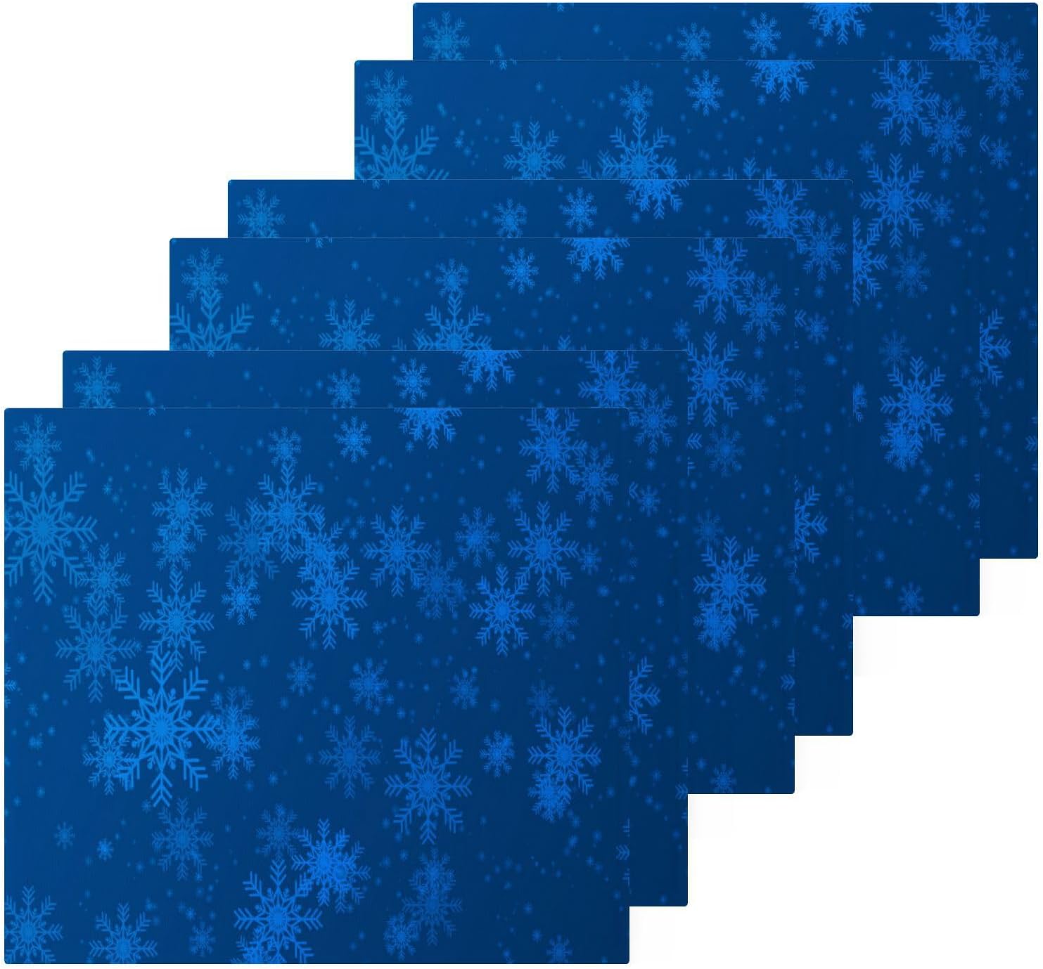 Blue Christmas Snowflake Washcloth Set - Soft Absorbent Reusable Face Towels