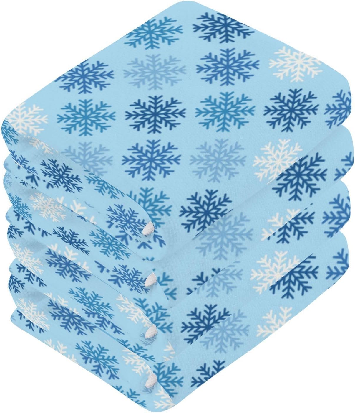 YettasaBin Blue Snowflake Washcloth Set