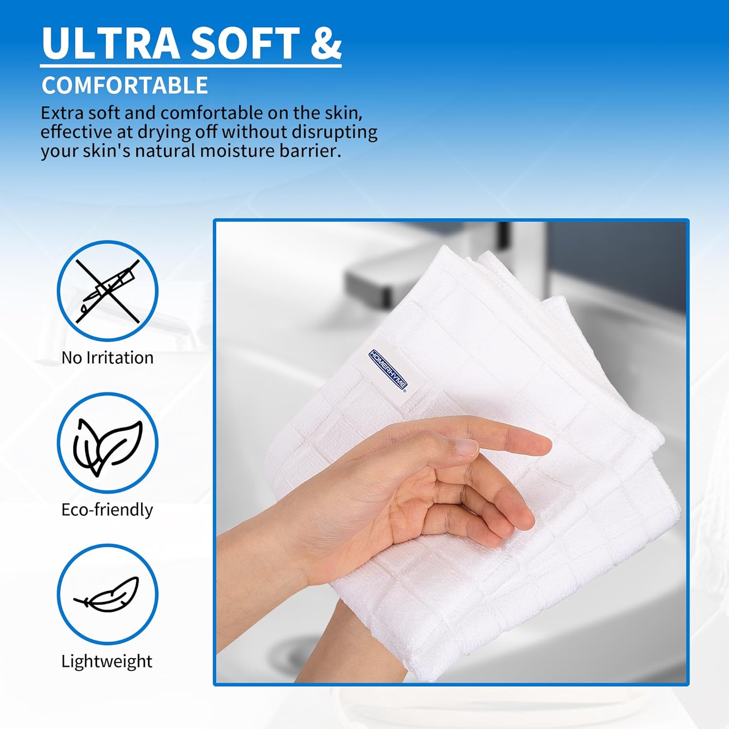 HOMERHYME White Hand Towels - 24 Pack 25x15 Super Soft Quick Dry Lint-Free