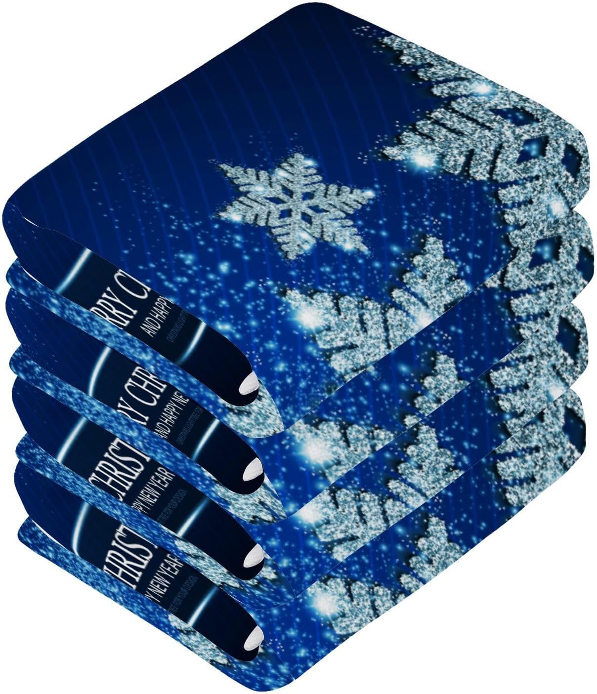 Sturdy Blue Christmas Washcloth Set for Babies
