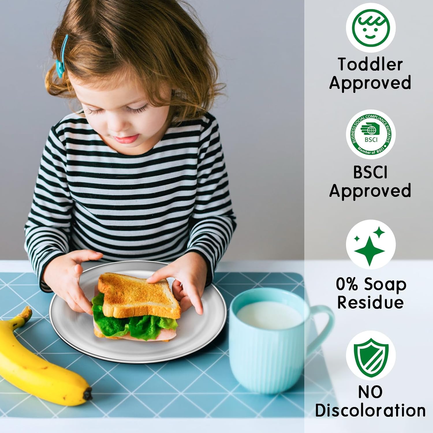 Sturdy Stainless Steel Plates for Toddlers - Camping Everyday Use