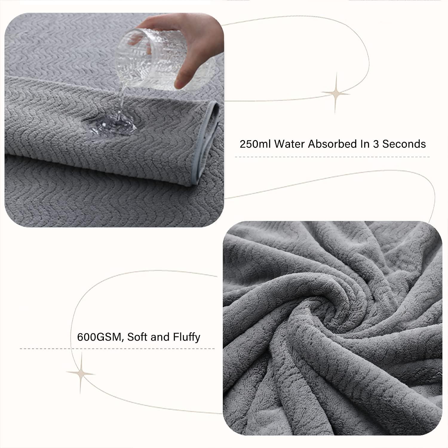 Oversized Bath Towels Set of 4 Extra Large microfiber fast drying