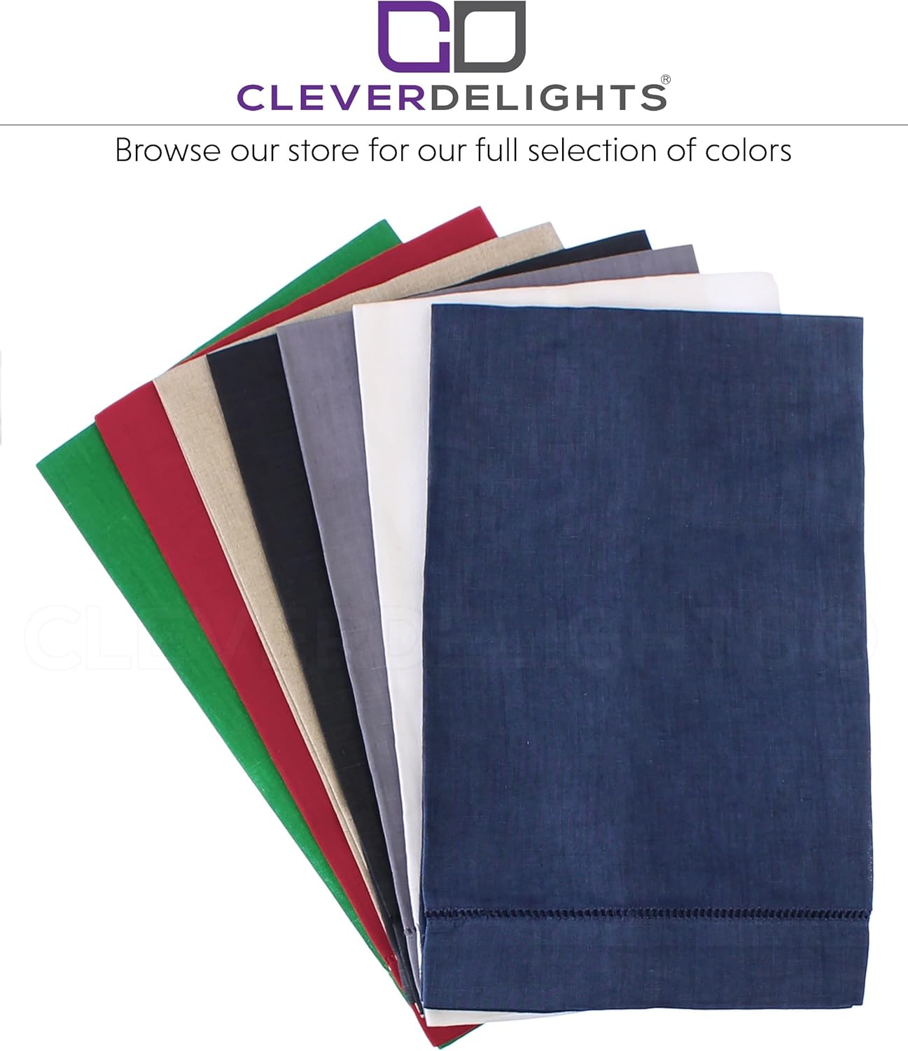 CleverDelights White Hemstitch Hand Towels 14 x 22 Set of 6