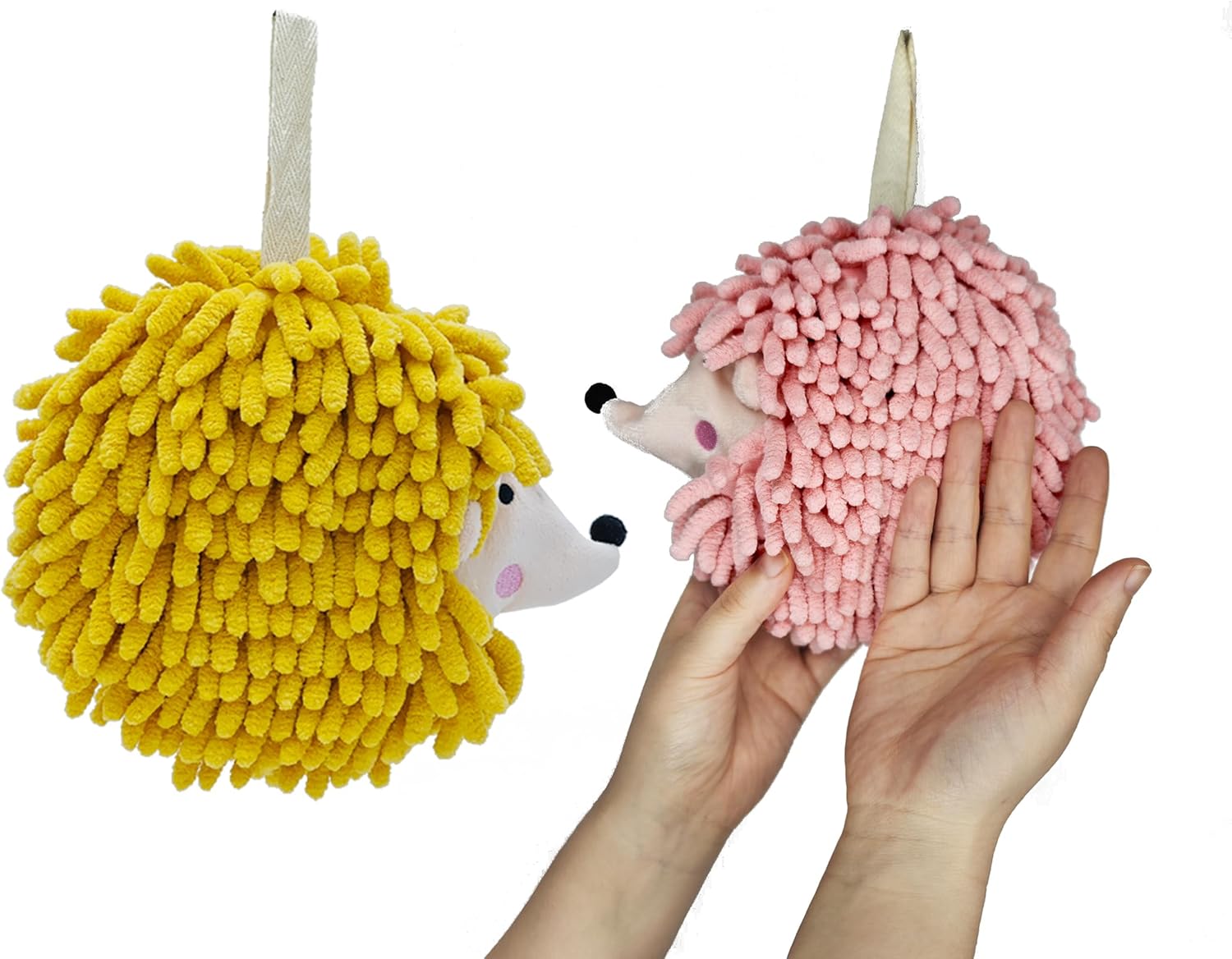 Yqdmcyan Fuzzy Ball Hand Towels Set of 2 Cute Hedgehogs Soft Absorbent