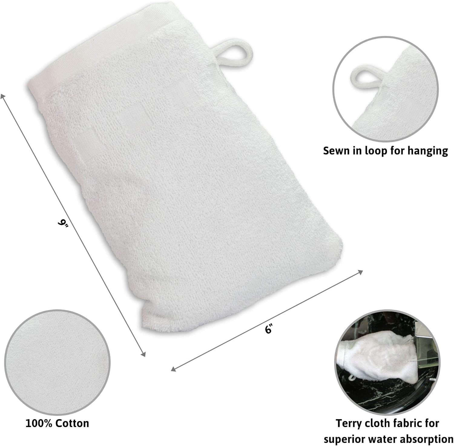 Bath Mitts Set - 6 x 9 inches Soft Absorbent Delightful Daily Use