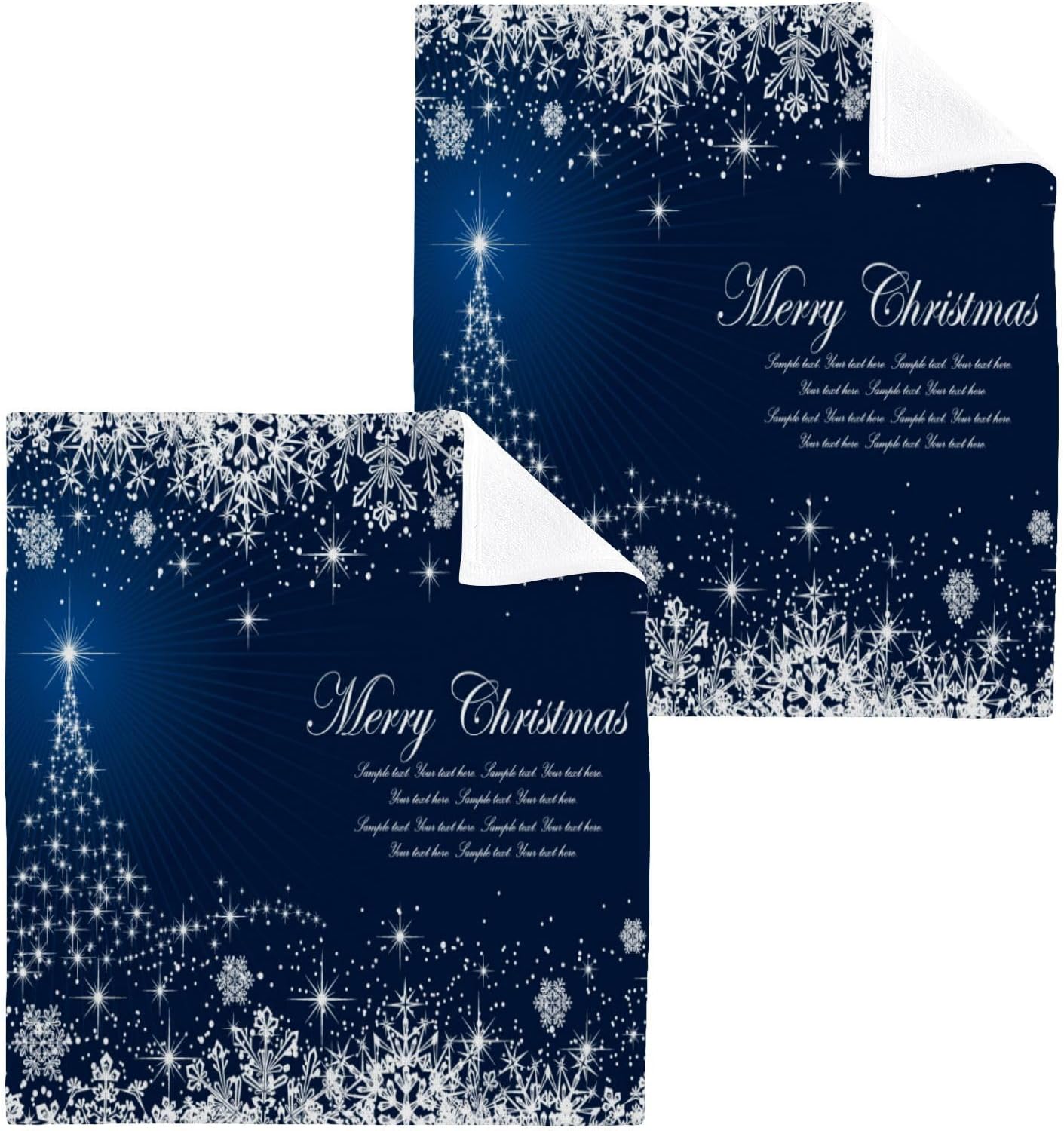 Perfect Blue Christmas Washcloth Set