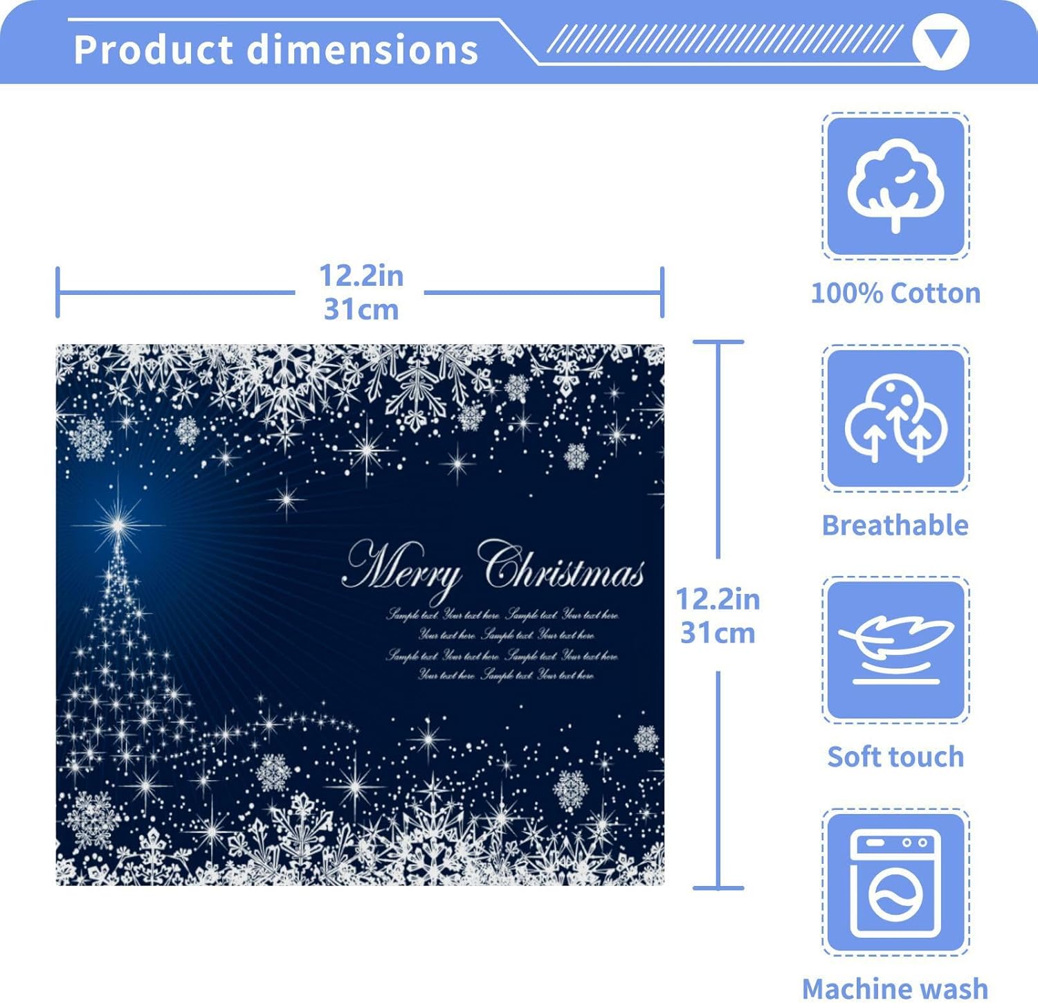 Perfect Blue Christmas Washcloth Set