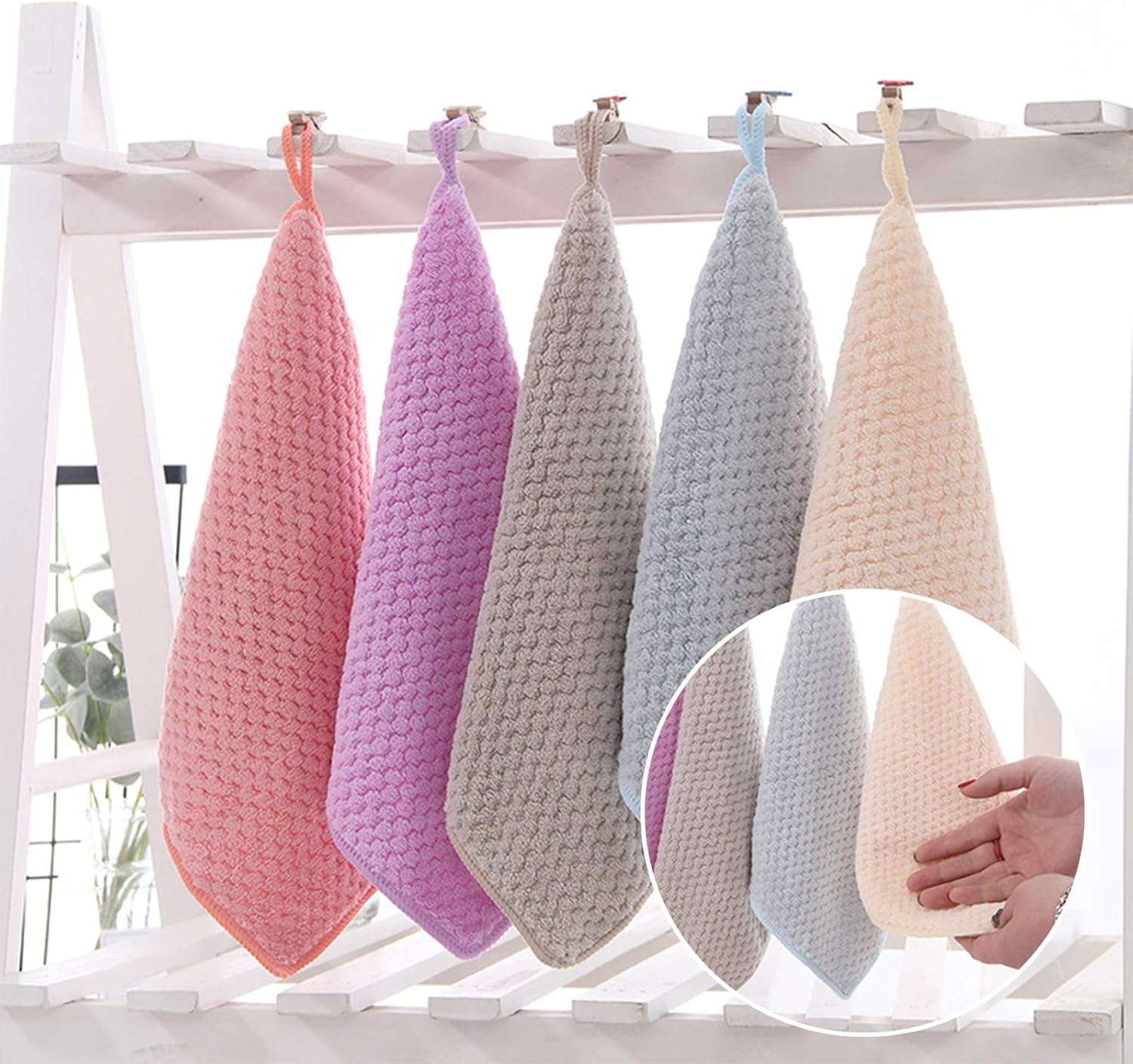 Hipruict Small Towels with Hanging Loop for Kitchen Bathroom