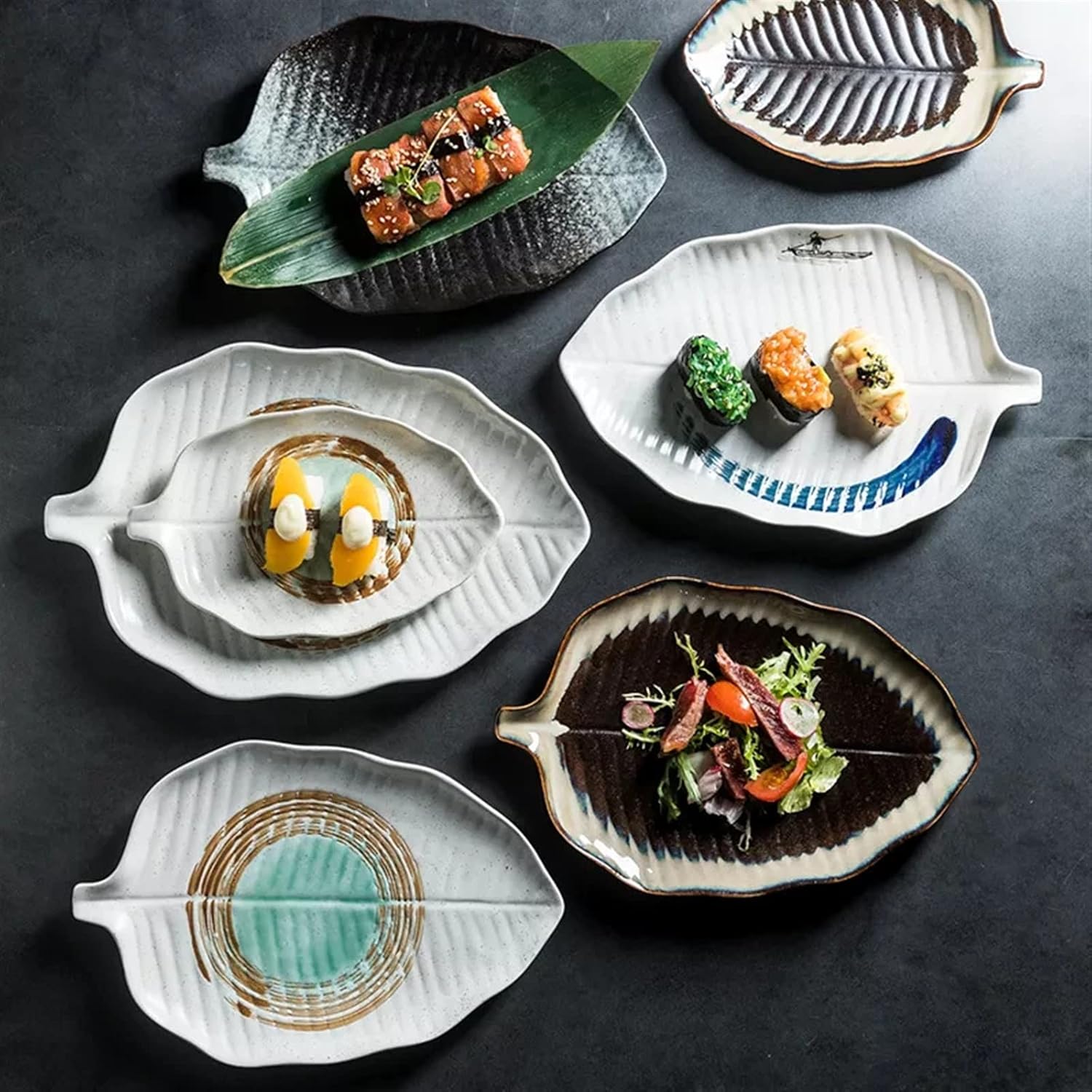 Ceramic Leaf Dinner Plates