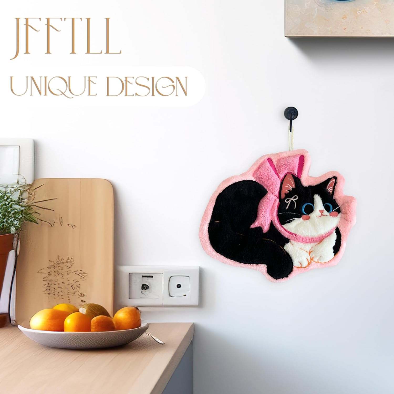 Coquette Pink Bow Cat Hand Towels
