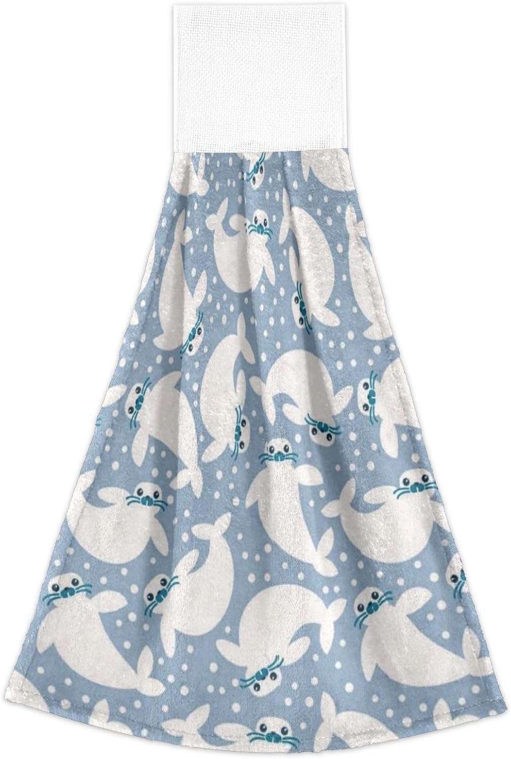 White Cartoon Sea Lion Hand Towels