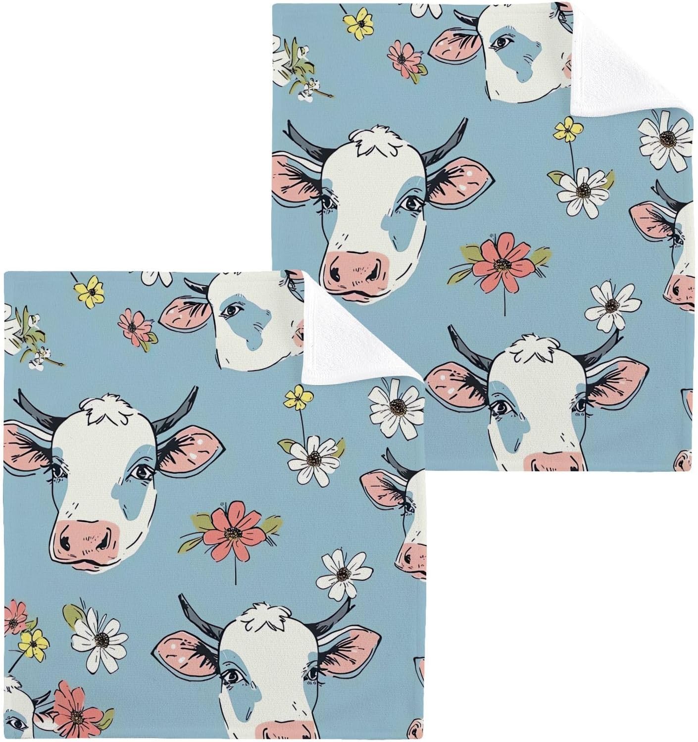 YETTASBIN Cute Cow Washcloths 2 Pack 1
