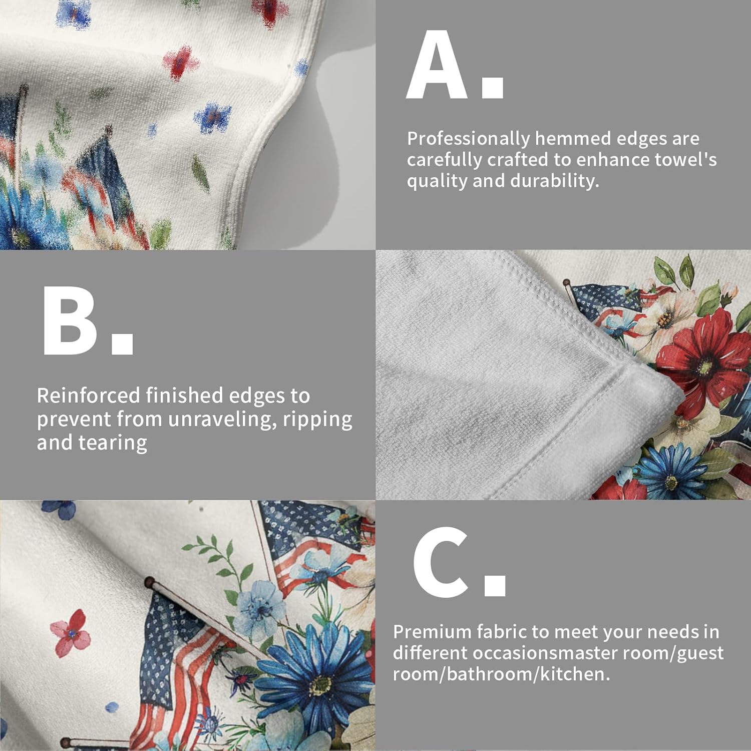 Patriotic Floral Hand Towels