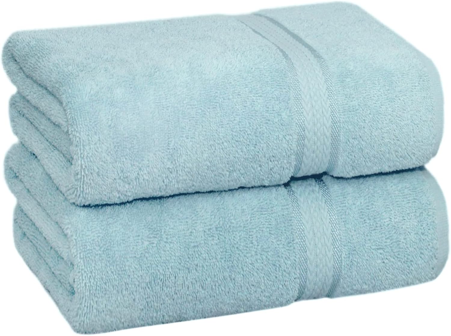 Luxury Ultra Soft Cotton Bath Towels - 35x70 inches Machine Washable Light Blue