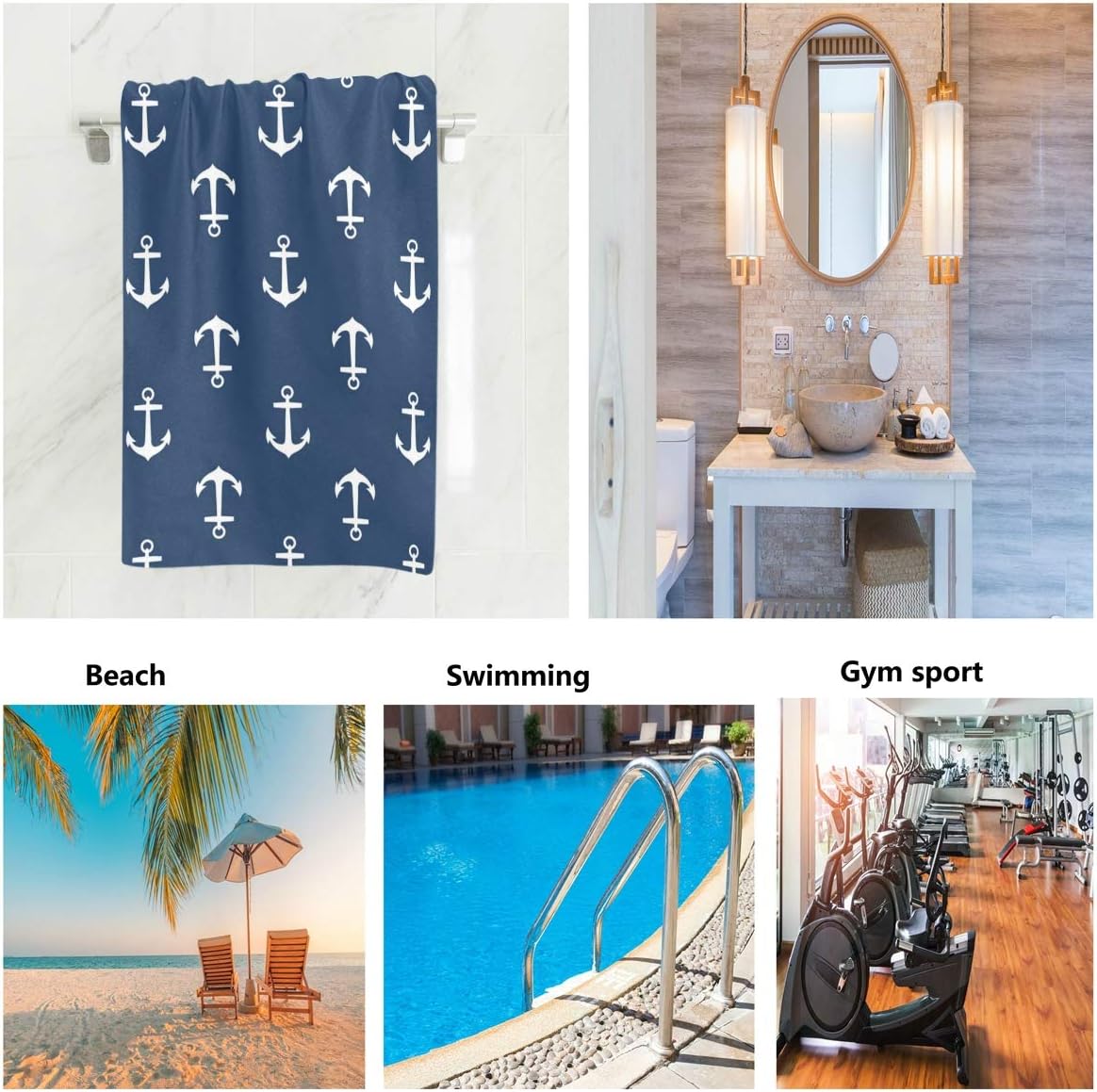 Wamika Nautical Towels Ultra Soft Highly Absorbent 30x16 inch
