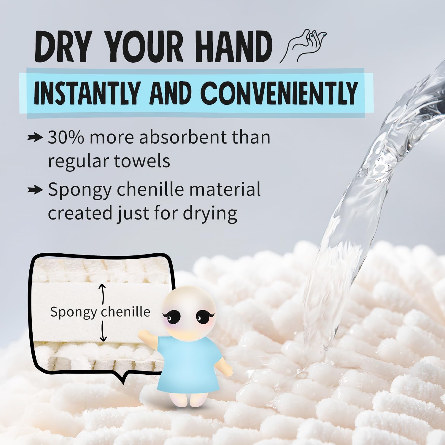 Fuzzy Ball Towels Set Perfect for the Bathroom White and Gray