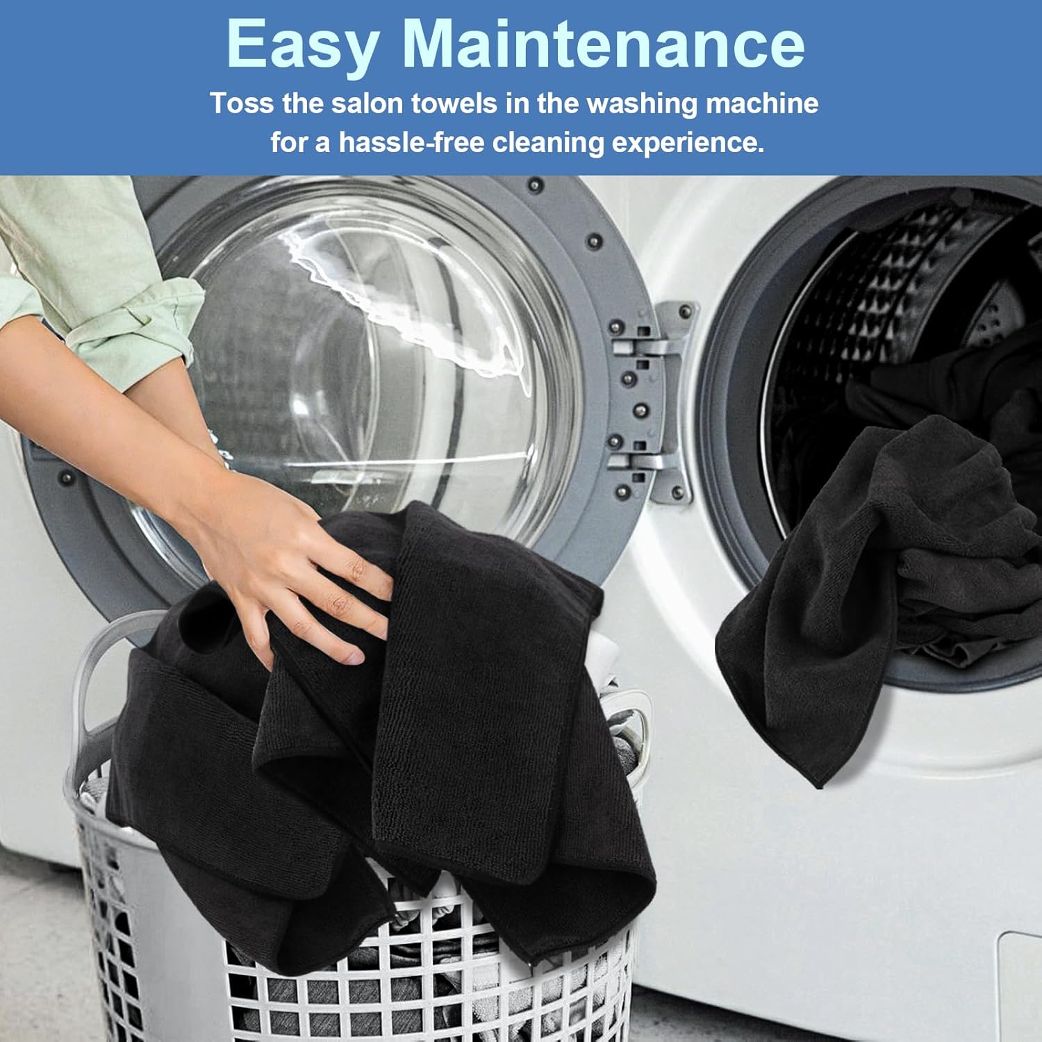 24-Pack Salon Towels Highly Absorbent Quick Drying Premium Hand Towels Black