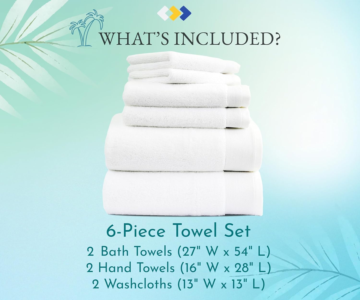 California Design Den 6-Piece Soft Cotton Towels