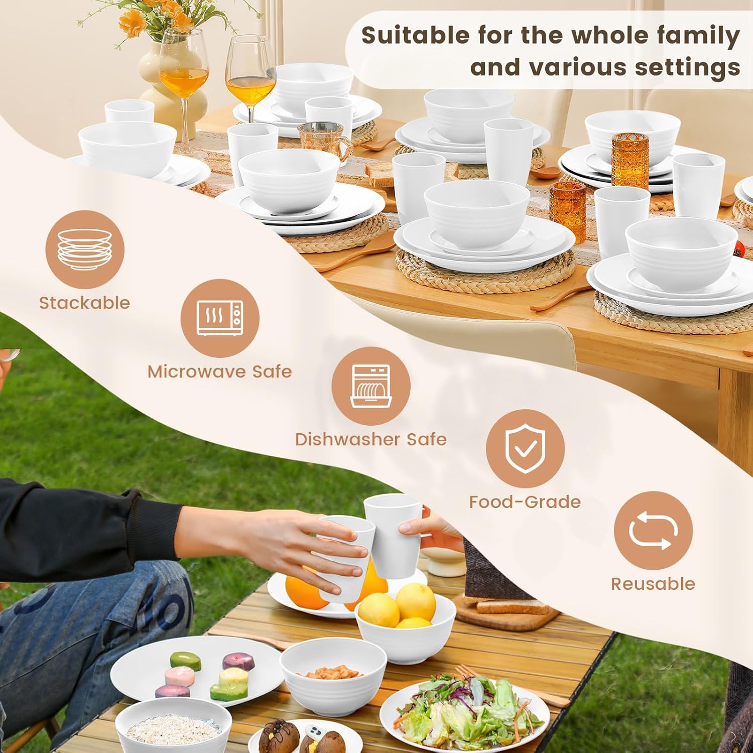 Durable and Elegant 40-Piece Dinnerware Set for 8