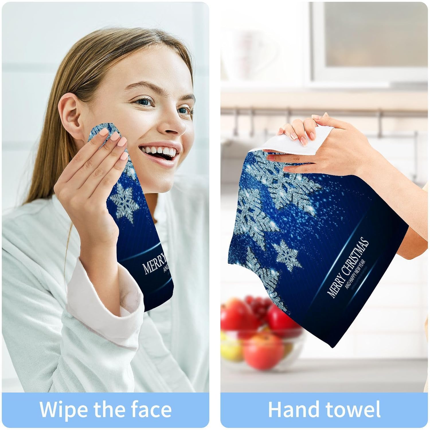 Sturdy Blue Christmas Washcloth Set for Babies