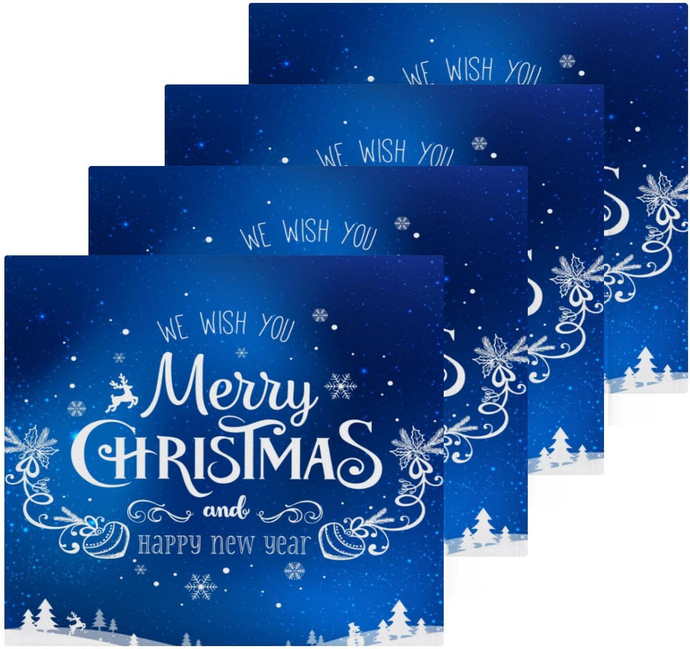 Merry Christmas Blue Washcloth 2 Pack for Babies Soft Reusable