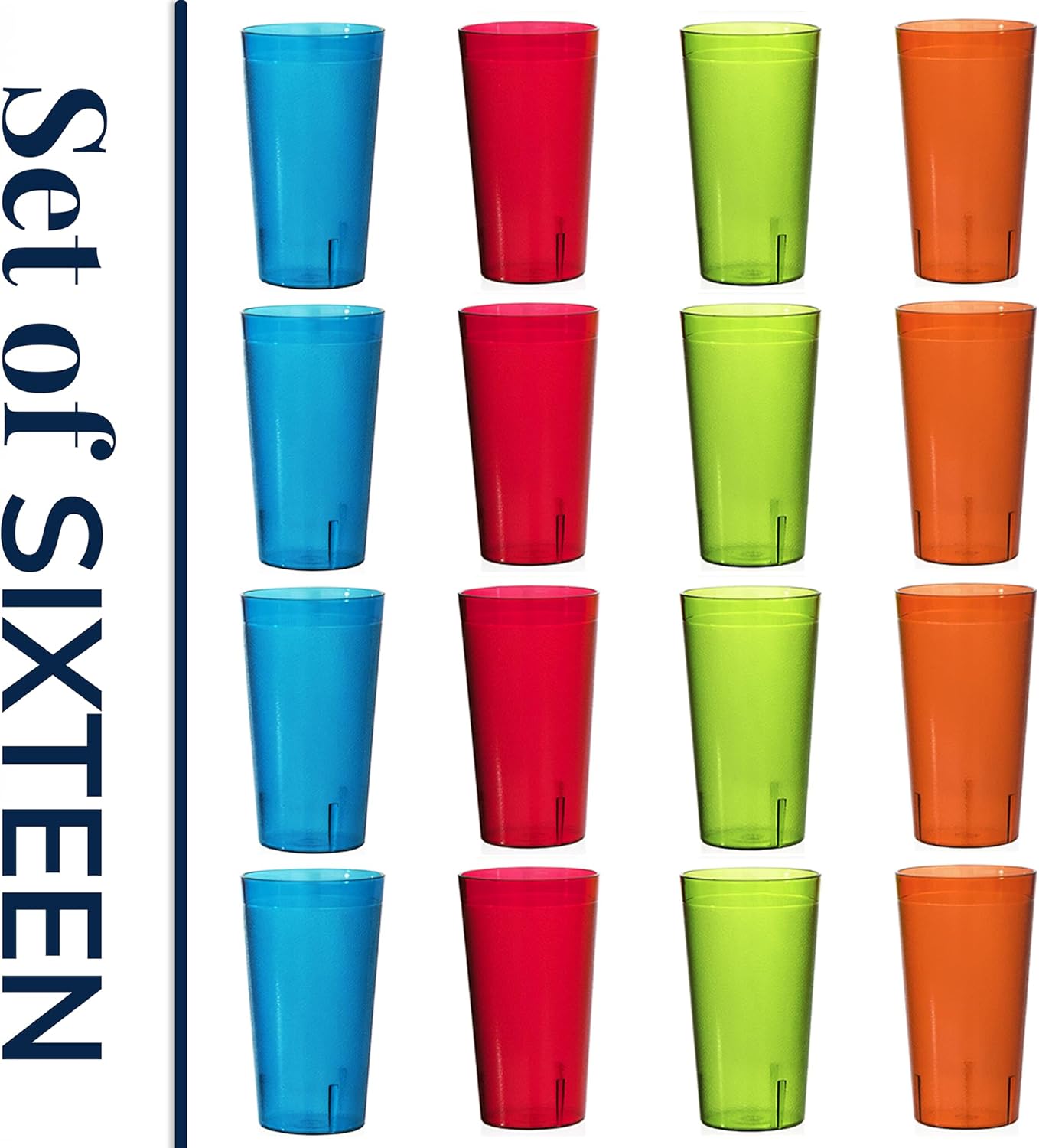 US Acrylic Disposable Tumblers 20-ounce Stackable BPA-Free Set of 16