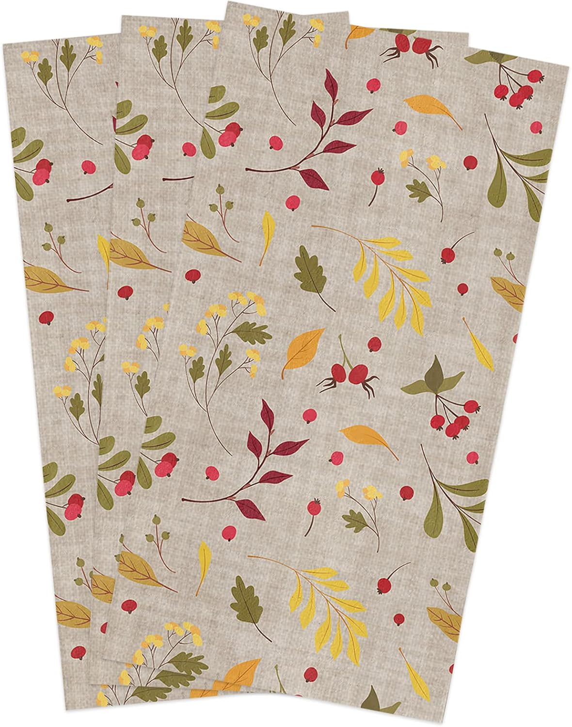 Rocking Giraffee Microfiber Kitchen Towels 3-Pack Thanksgiving Berries 16x24 Inch