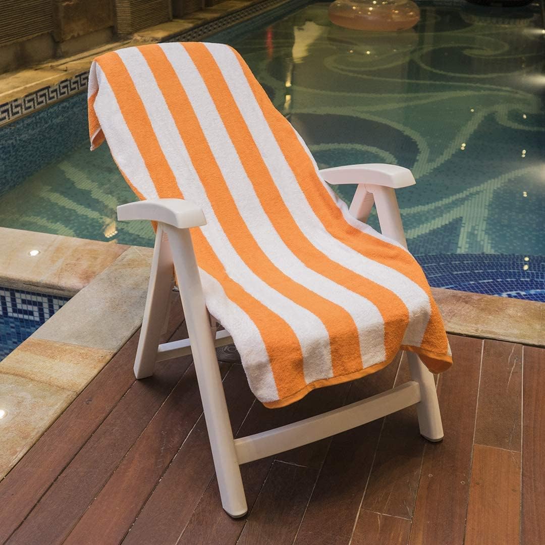 Avalon Towels Cabana Beach Towels 4-Pack 30x60 inches Orange Stripe