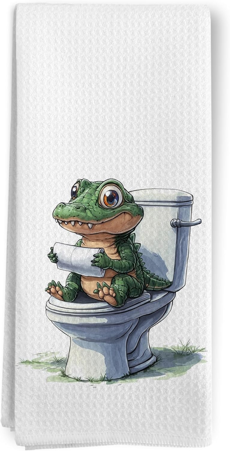 Alligator-themed 16x24-inch hand towels for bathroom and kitchen