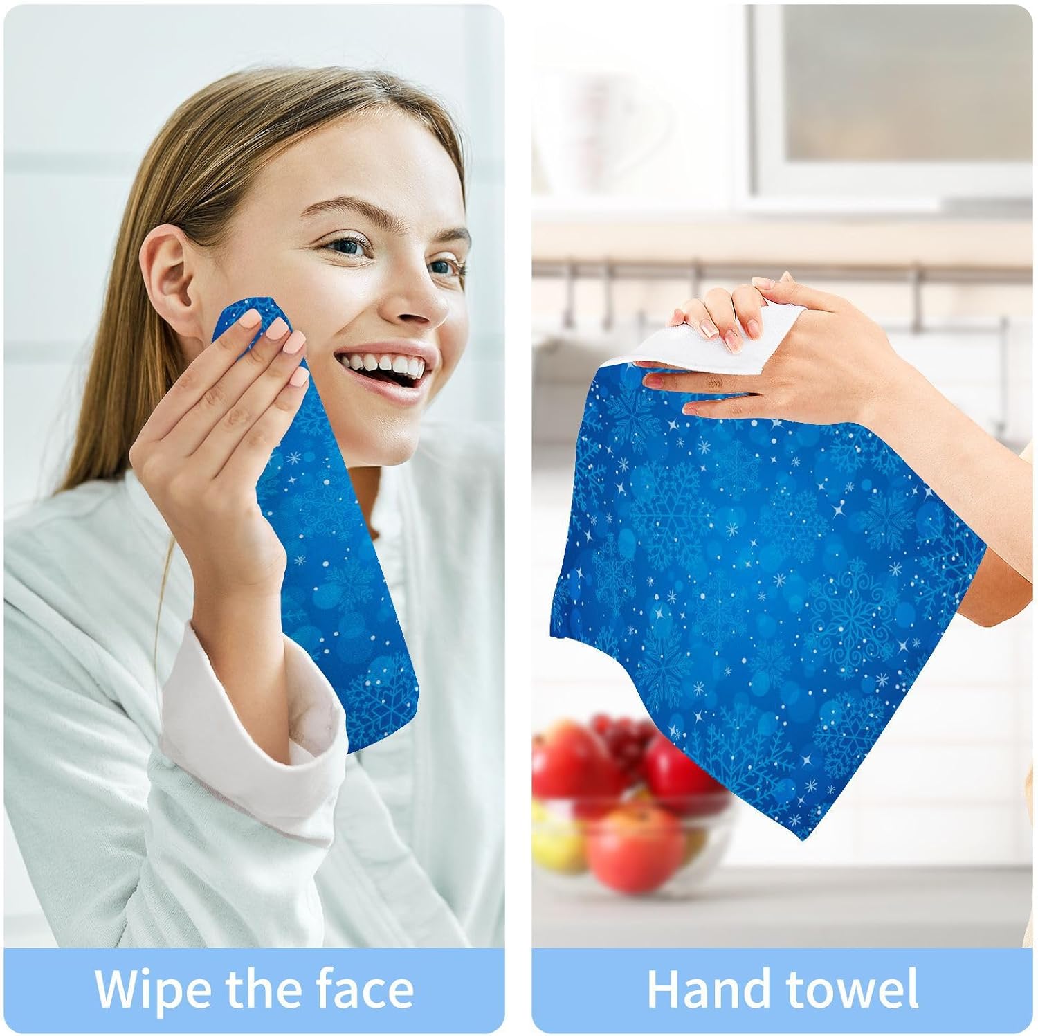 Perfect Size Blue Snowflake Washcloths for Babies