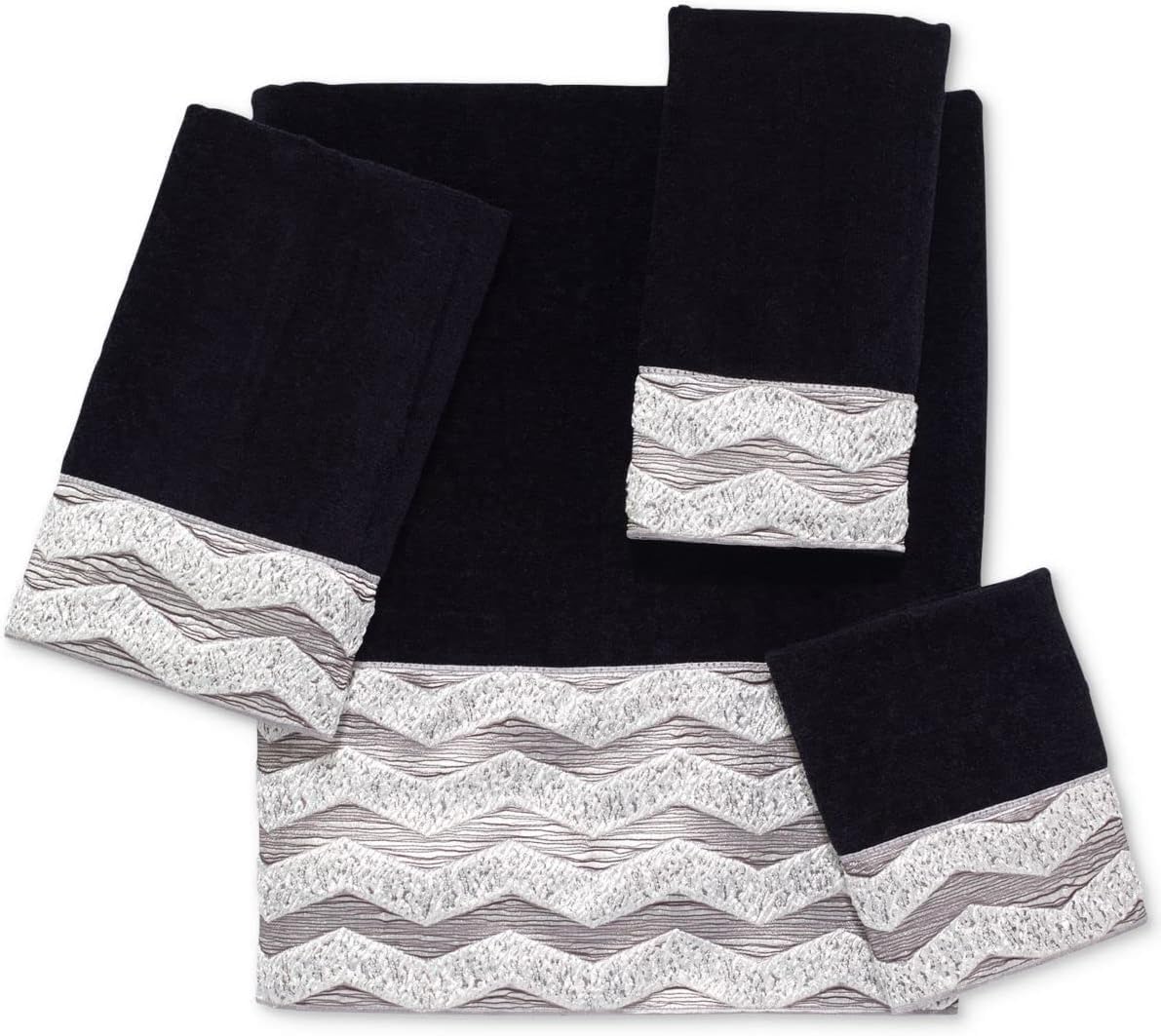 Fingertip Cotton Towel Soft Absorbent Chevron Galaxy Black