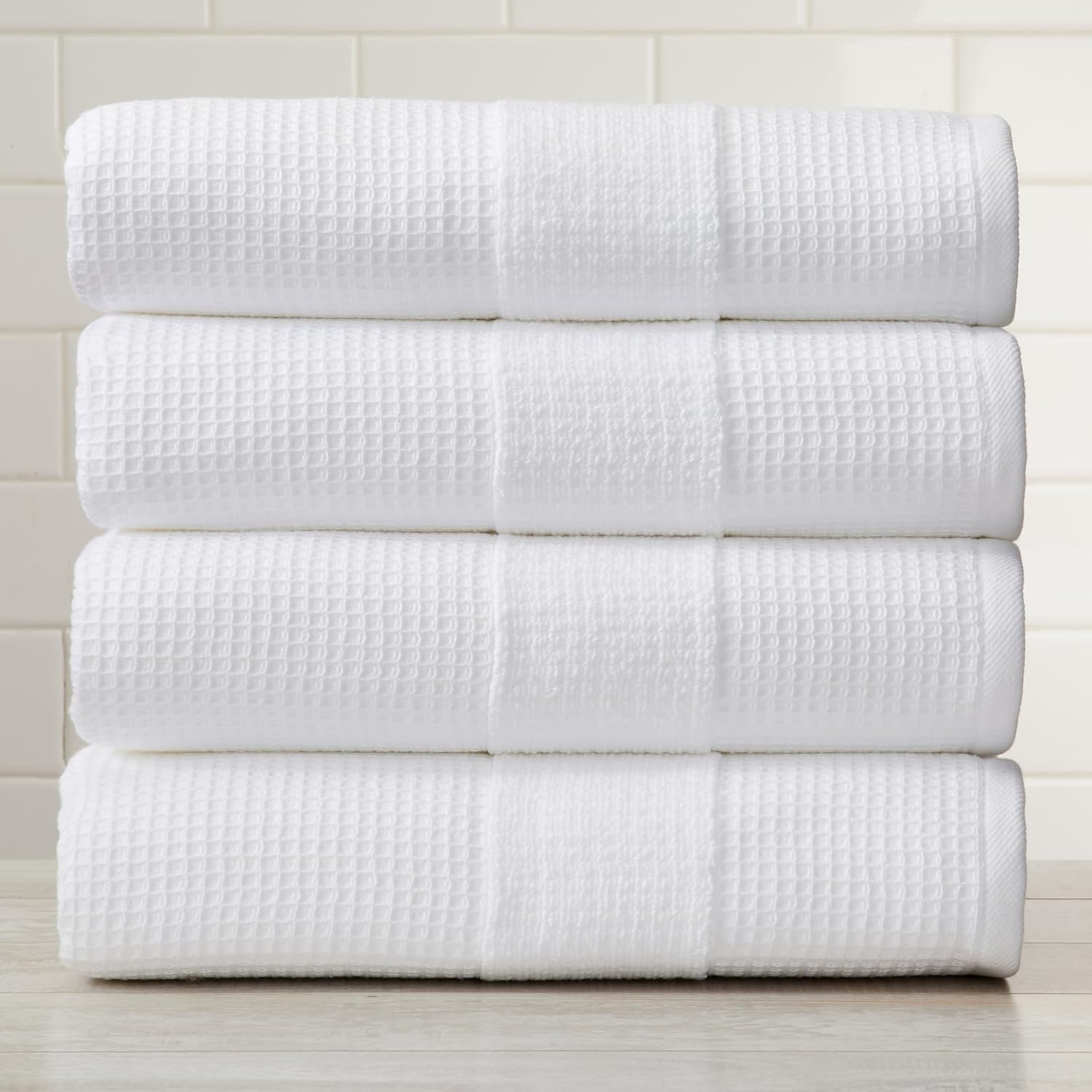 Aire Raine 100 Cotton Waffle Bath Towels Set - 4