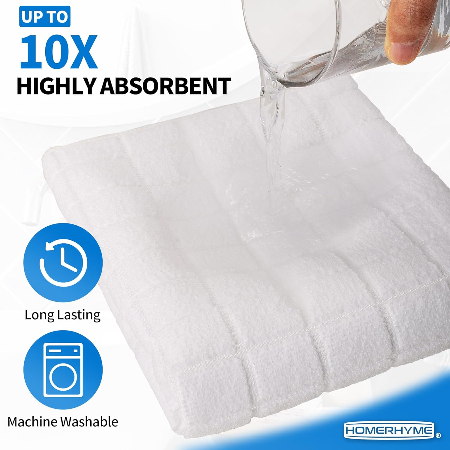 HOMERHYME White Hand Towels - 24 Pack 25x15 Super Soft Quick Dry Lint-Free