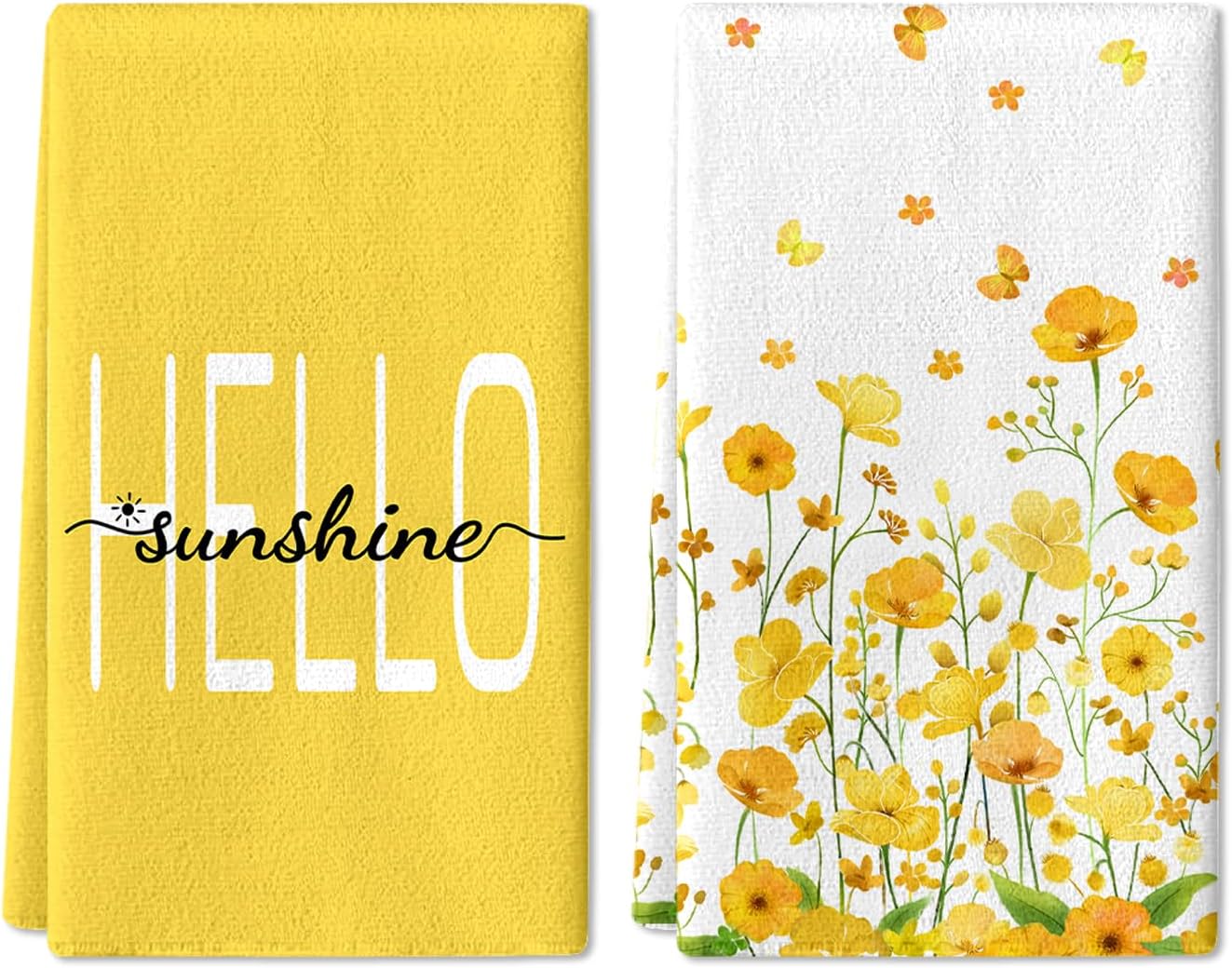 LIOQUN Yellow Flower Hand Towels Soft Durable 18x26