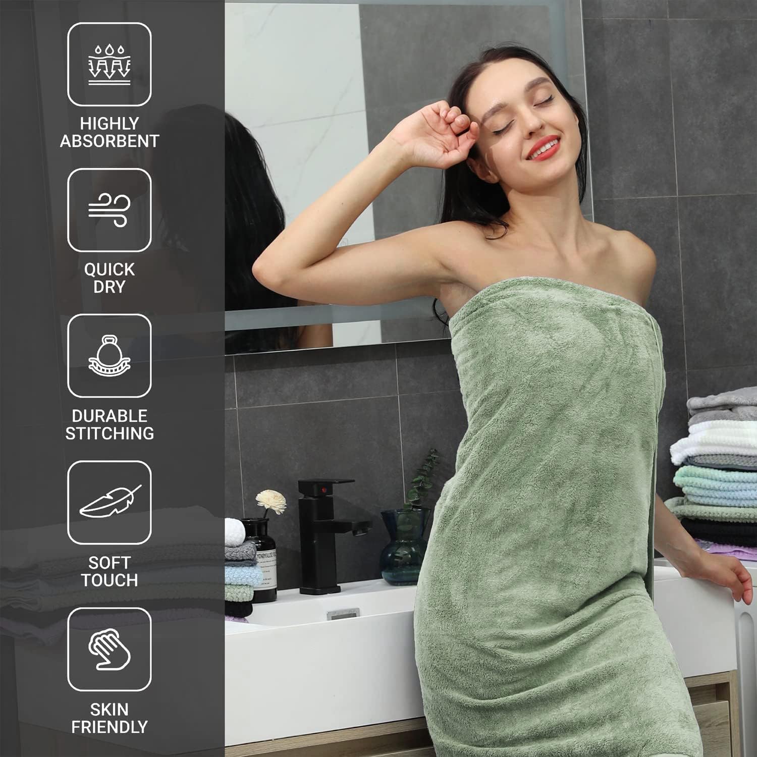 Junsey 4-Piece Oversized Bath Towels for Adults
