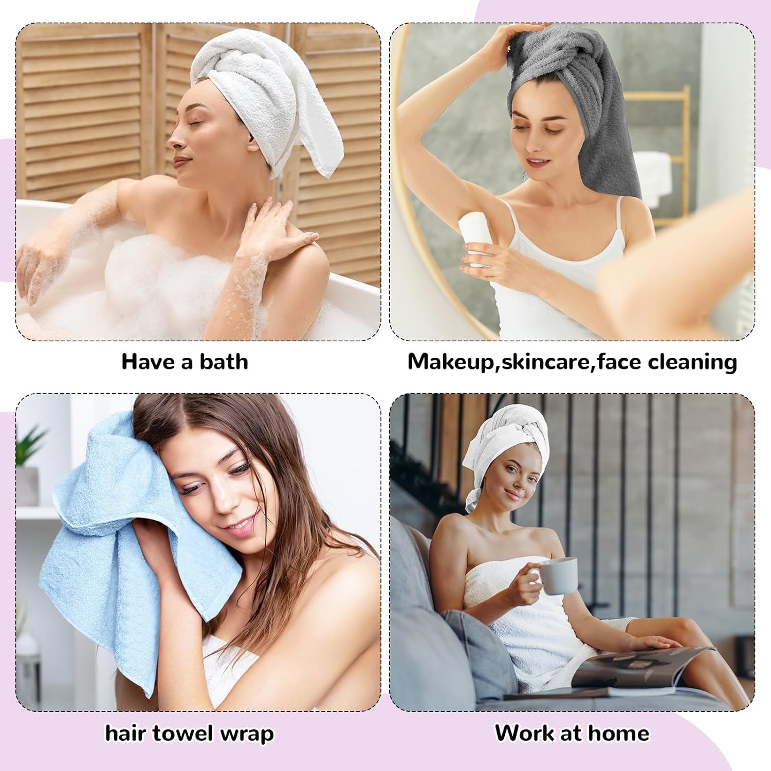 Adjustable Bath Towels for Women Set