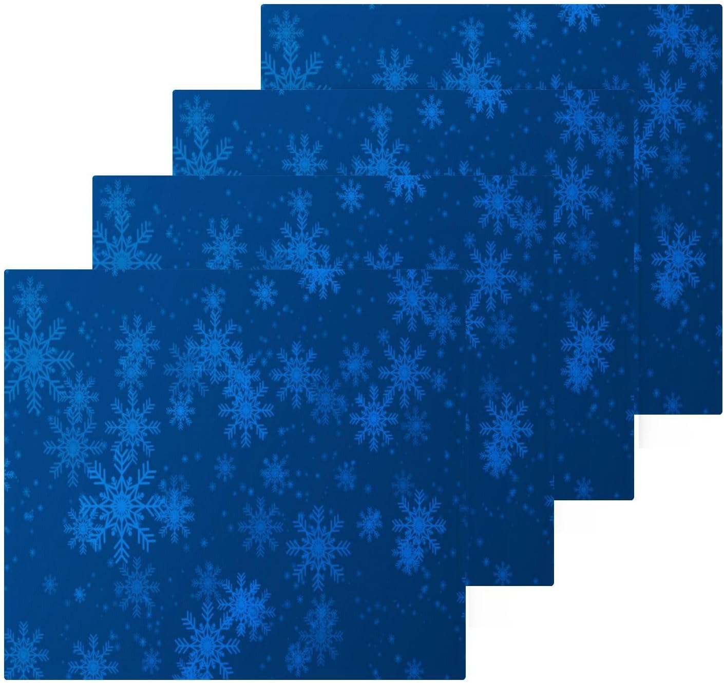 Blue Christmas Snowflake Washcloth Set - Soft Absorbent Reusable Face Towels
