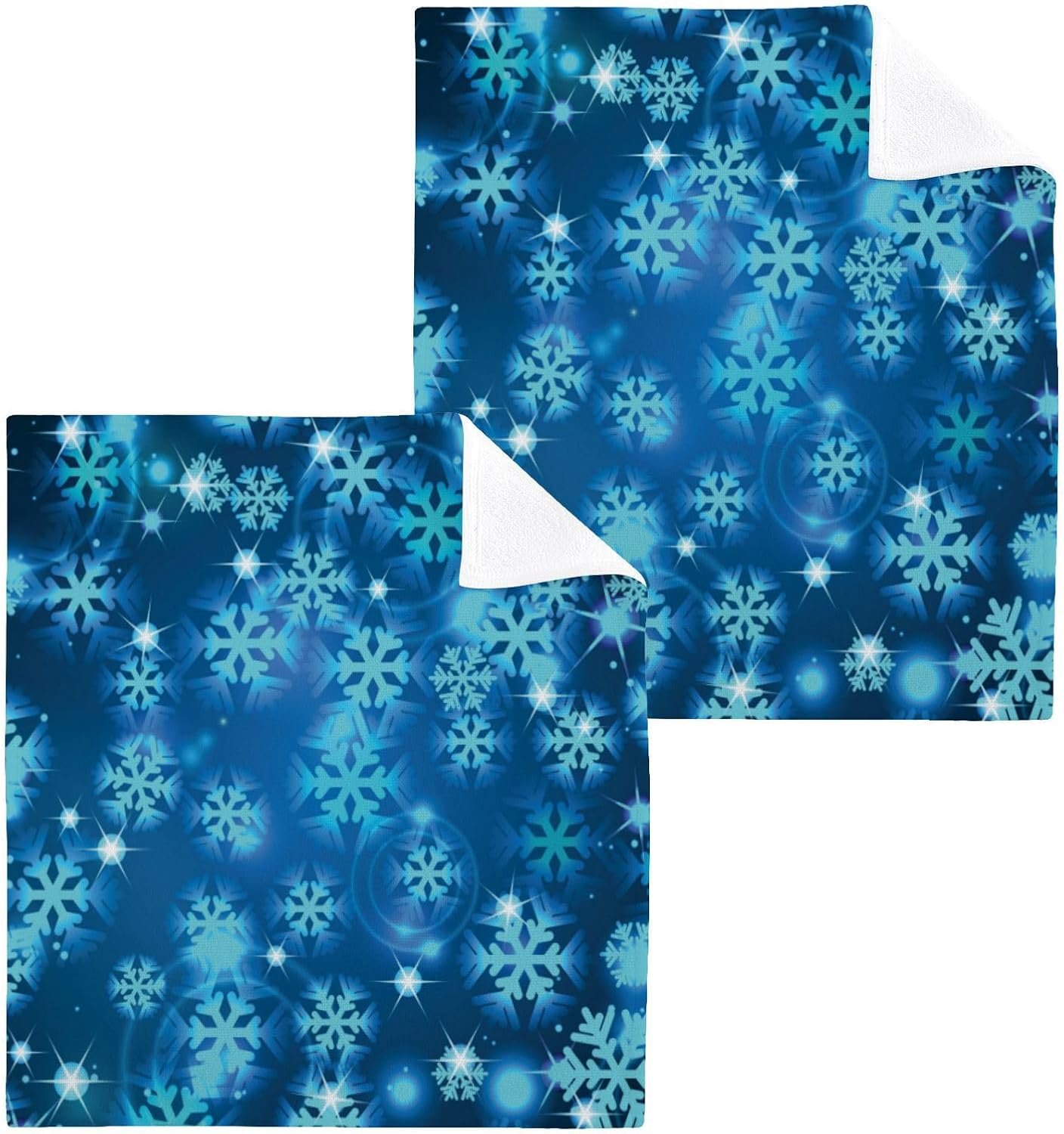 Blue Christmas Snowflake Washcloth Set for Washes
