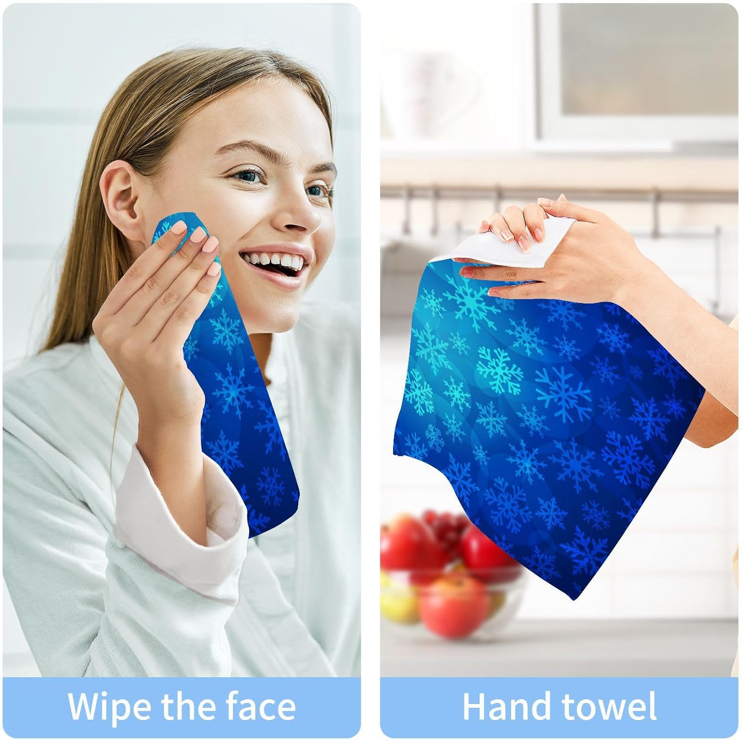 Blue Christmas Snowflakes Soft Washcloth