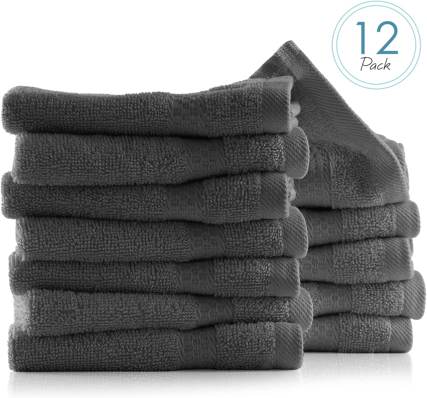 Hearth Harbor Washcloth Set - 12 PIECE - 13x13 - Premium Cotton