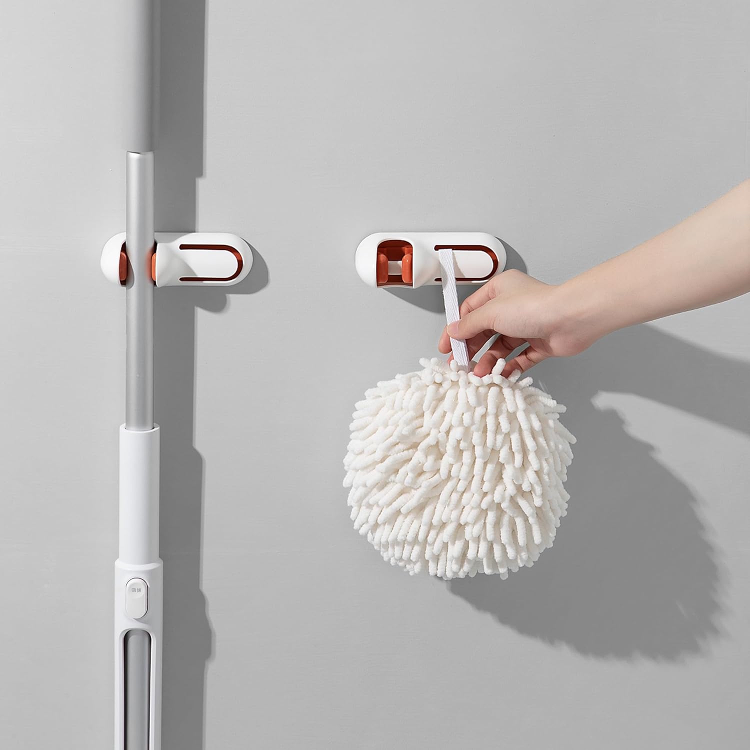 Dormercy Fuzzy Ball Towels 2 Pack White with 4 Clips