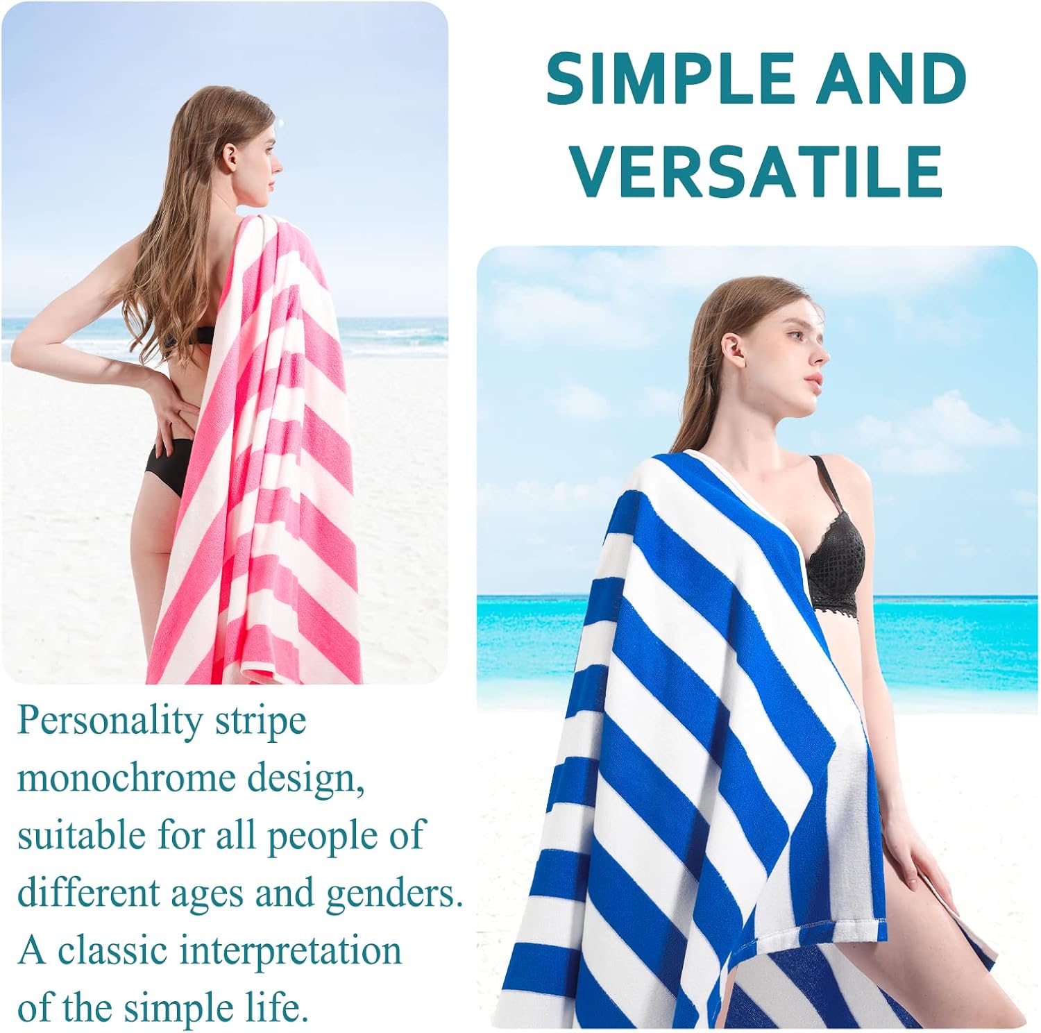 4-Pack Extra-Large Beach Towels for Adults