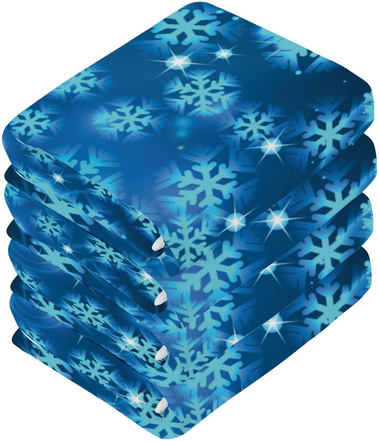 Blue Christmas Snowflake Washcloth Set for Washes