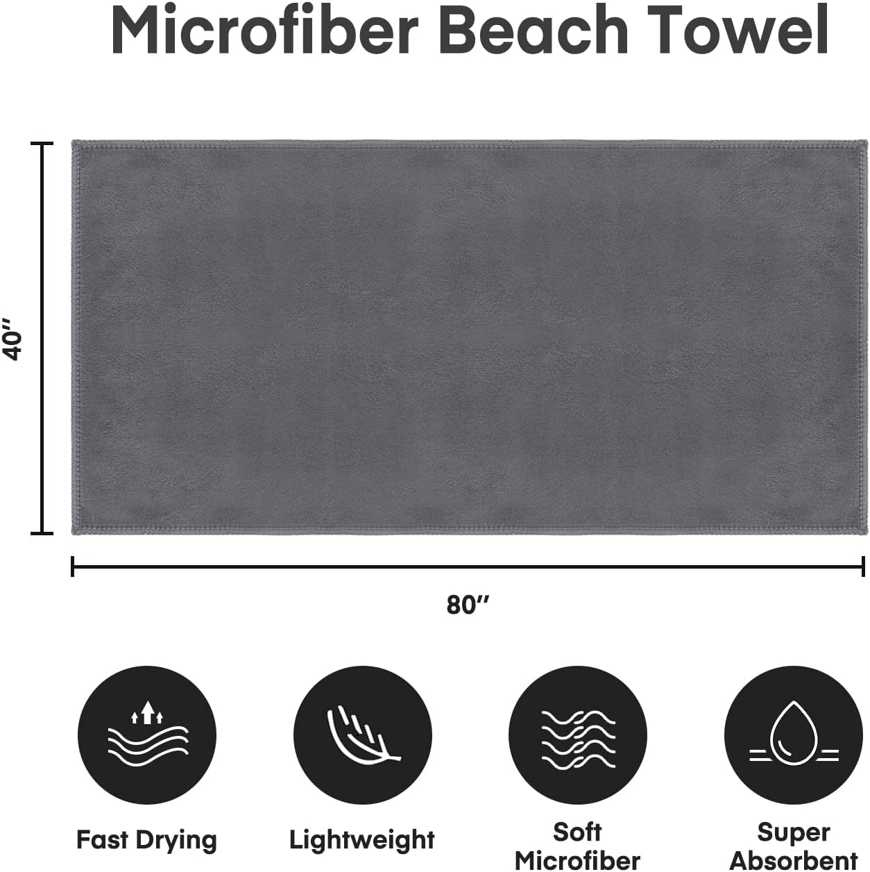 Genuine Microfiber Bath Towels Oversized Fast Dry Soft 2-Piece Set