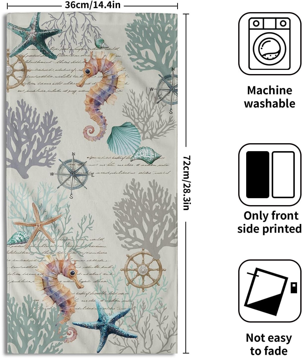 Nautical Coral Hand Towels Set of 2