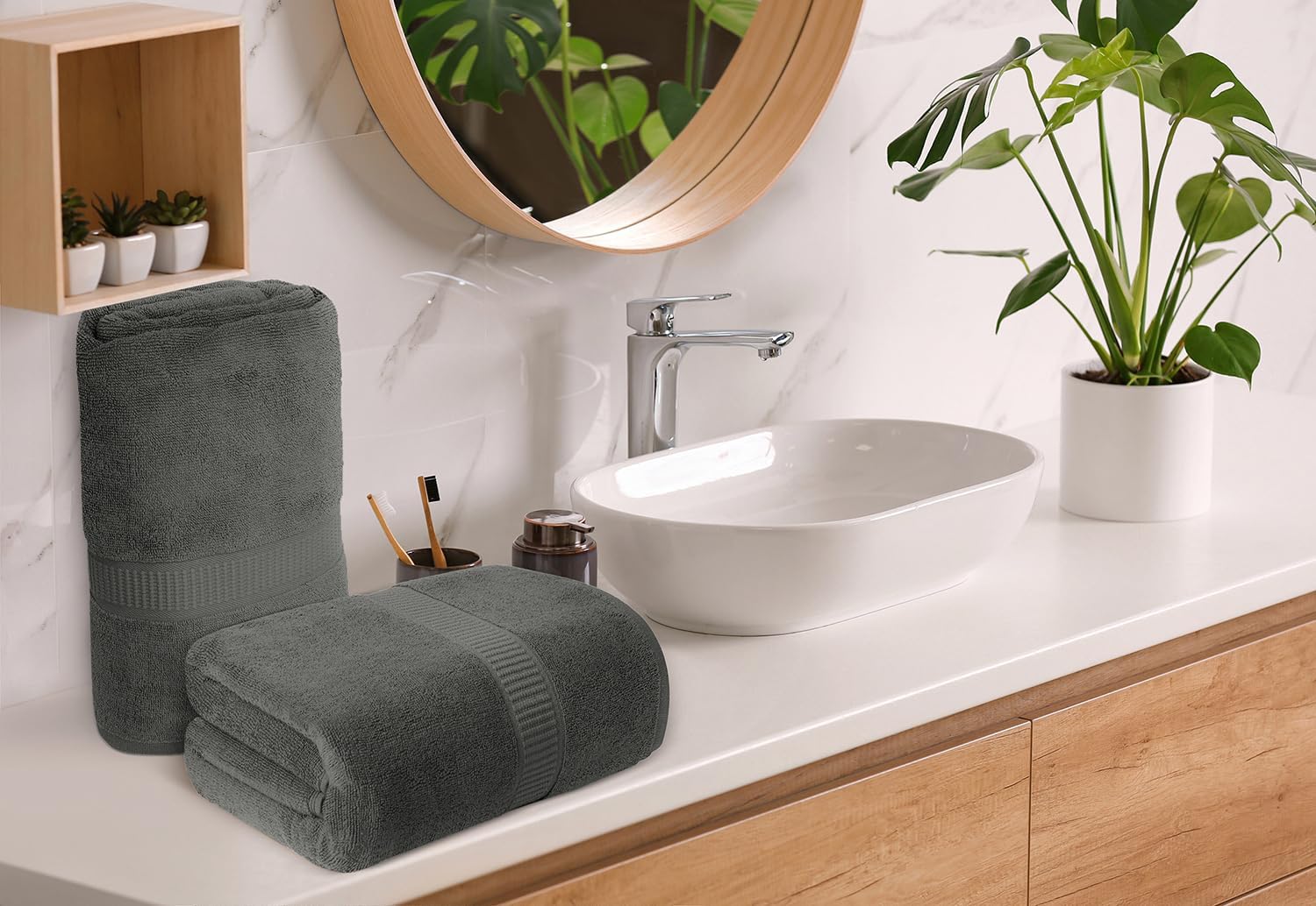 Easy-Care 2-Pack Bath Sheets 35x70 100 Cotton Quick Dry Durable