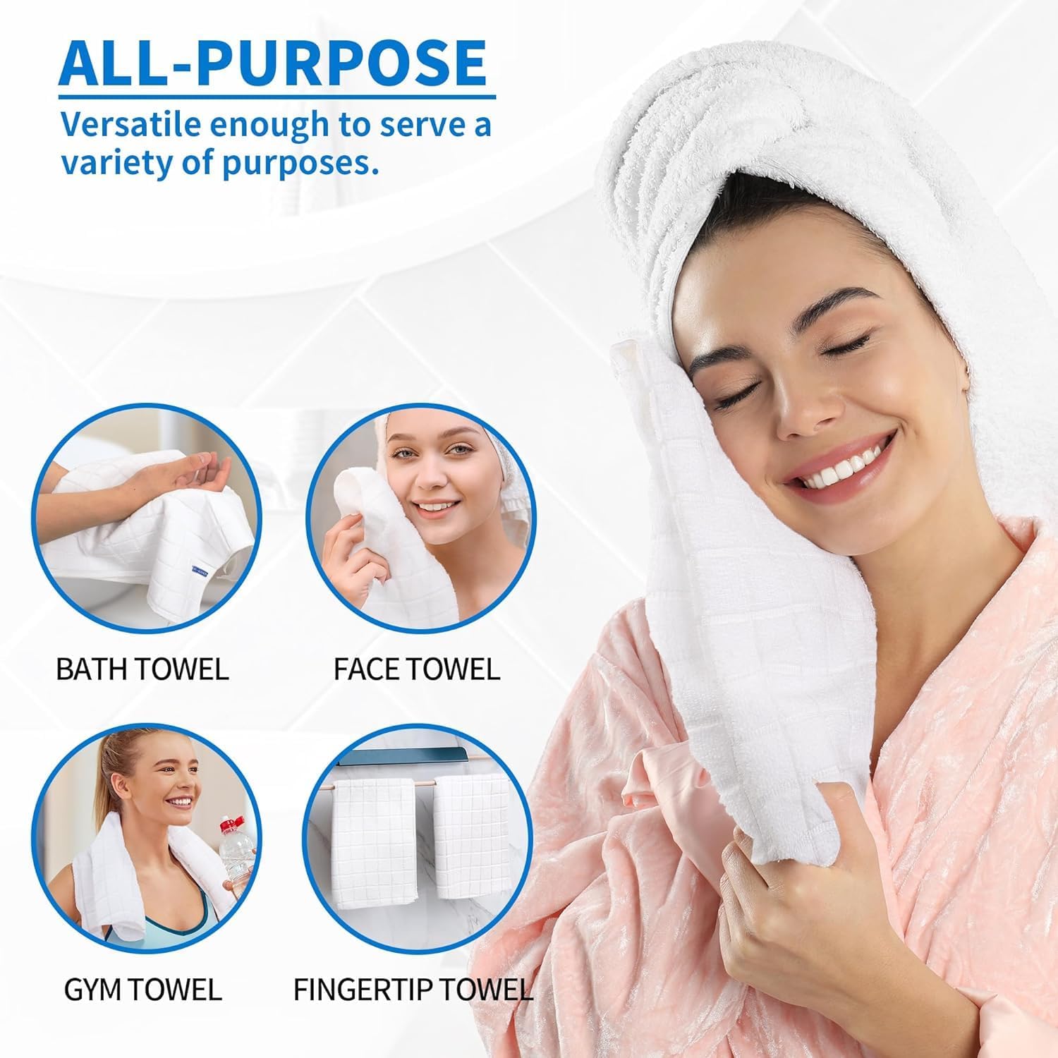 HOMERHYME White Hand Towels - 24 Pack 25x15 Super Soft Quick Dry Lint-Free